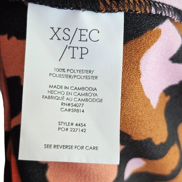 Cabi Brown Purple Pink Ruffle Mini Dress Sz XS - Picture 7 of 9